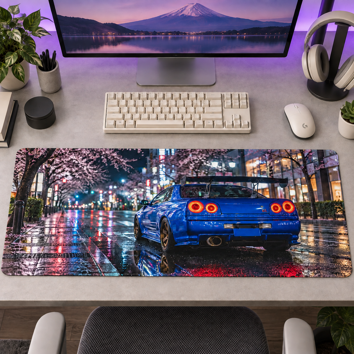 Nissan Skyline Mavi Sakura Gecesi Mouse Pad - Y1009