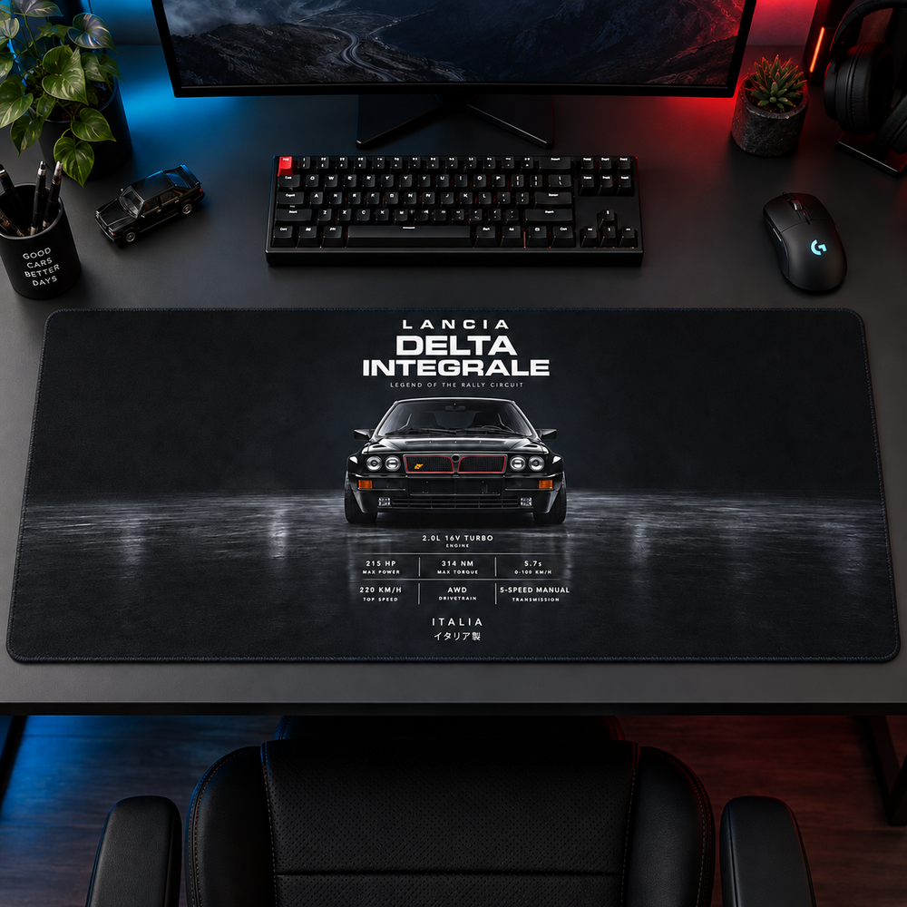 Lancia Delta Integrale Siyah Tasarım Mouse Pad - Y1011