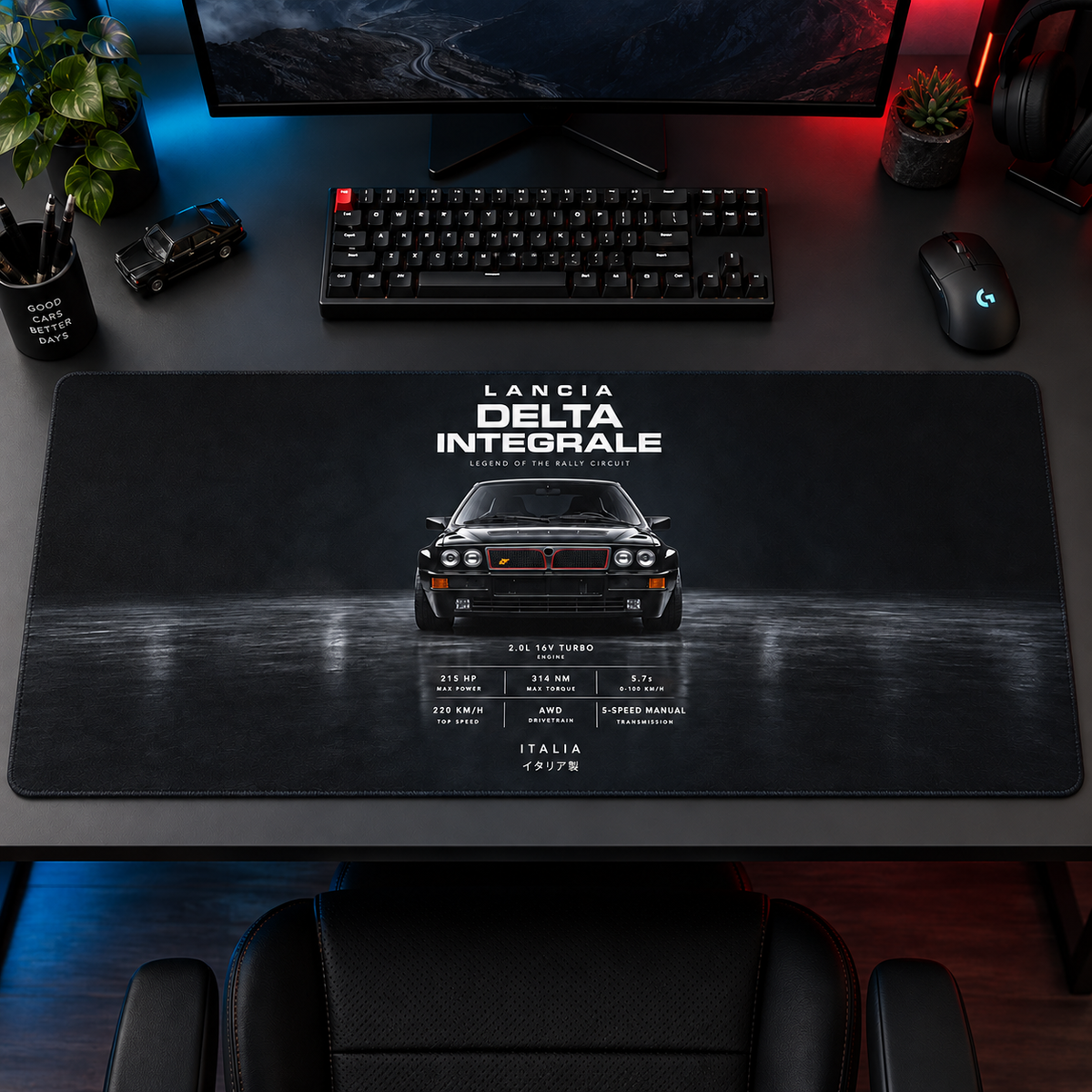 Lancia Delta Integrale Siyah Tasarım Mouse Pad - Y1011