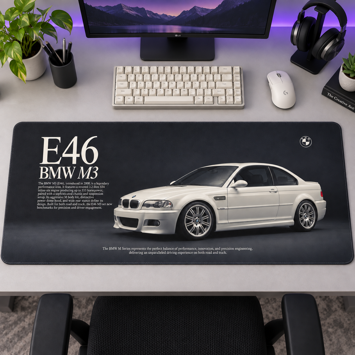 BMW M3 E46 Beyaz Klasik Mouse Pad - Y1014