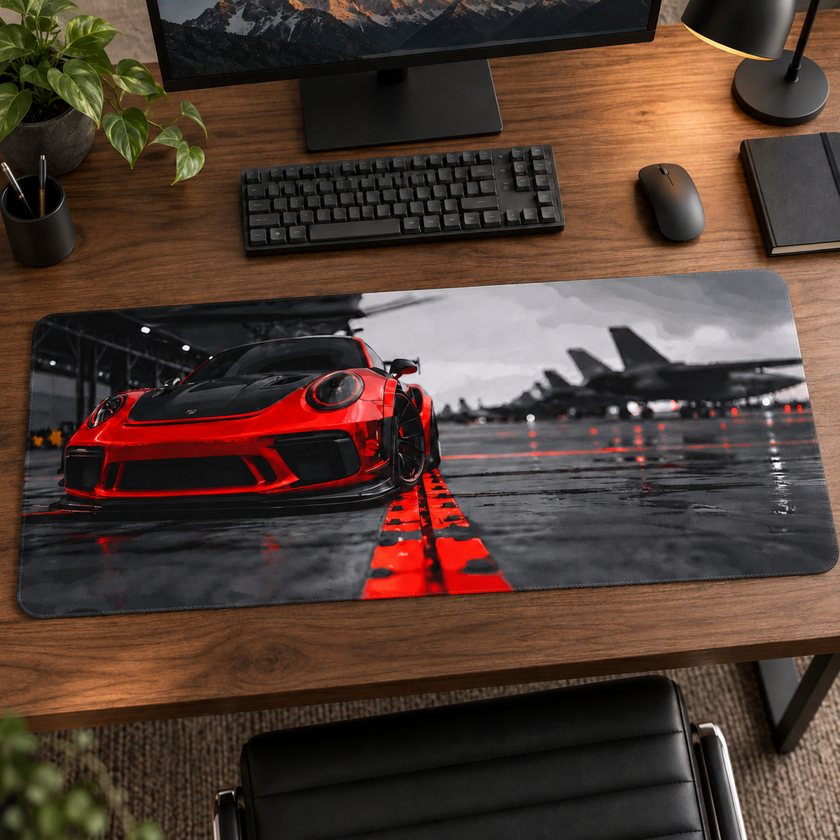 Kırmızı Spor Otomobil Yağmurlu Pist Mouse Pad - Y1022