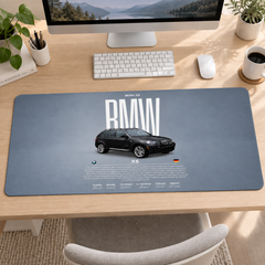 BMW Siyah Sedan Gri Teknik Afiş Mouse Pad - Y1035