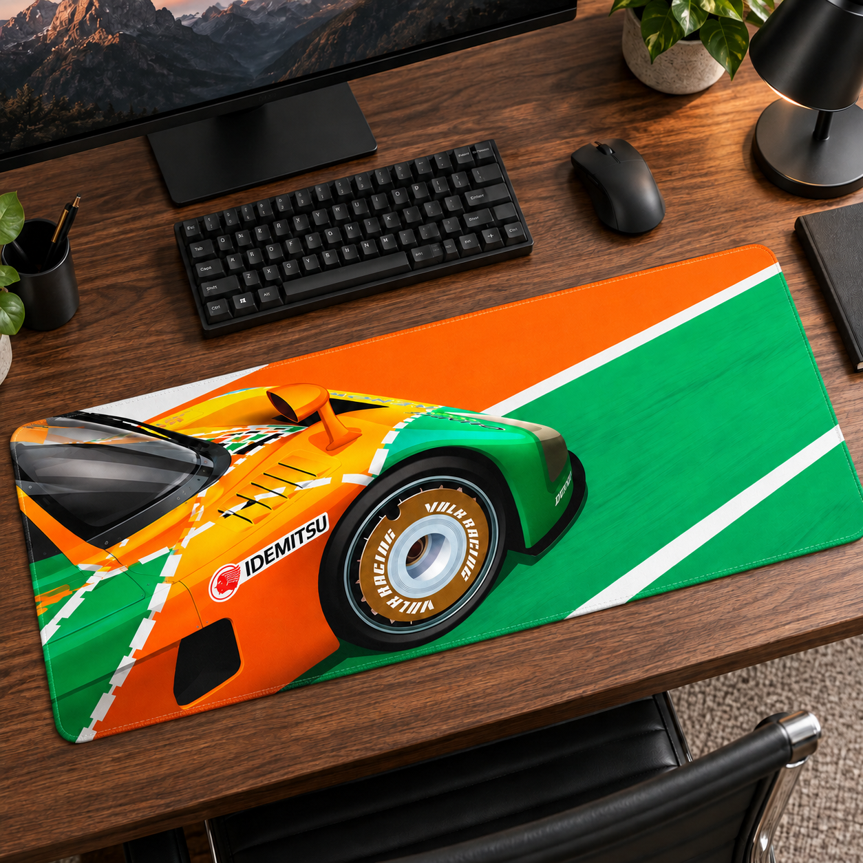 Mazda 787B Turuncu Yeşil Yarış Detayı Mouse Pad - Y1057