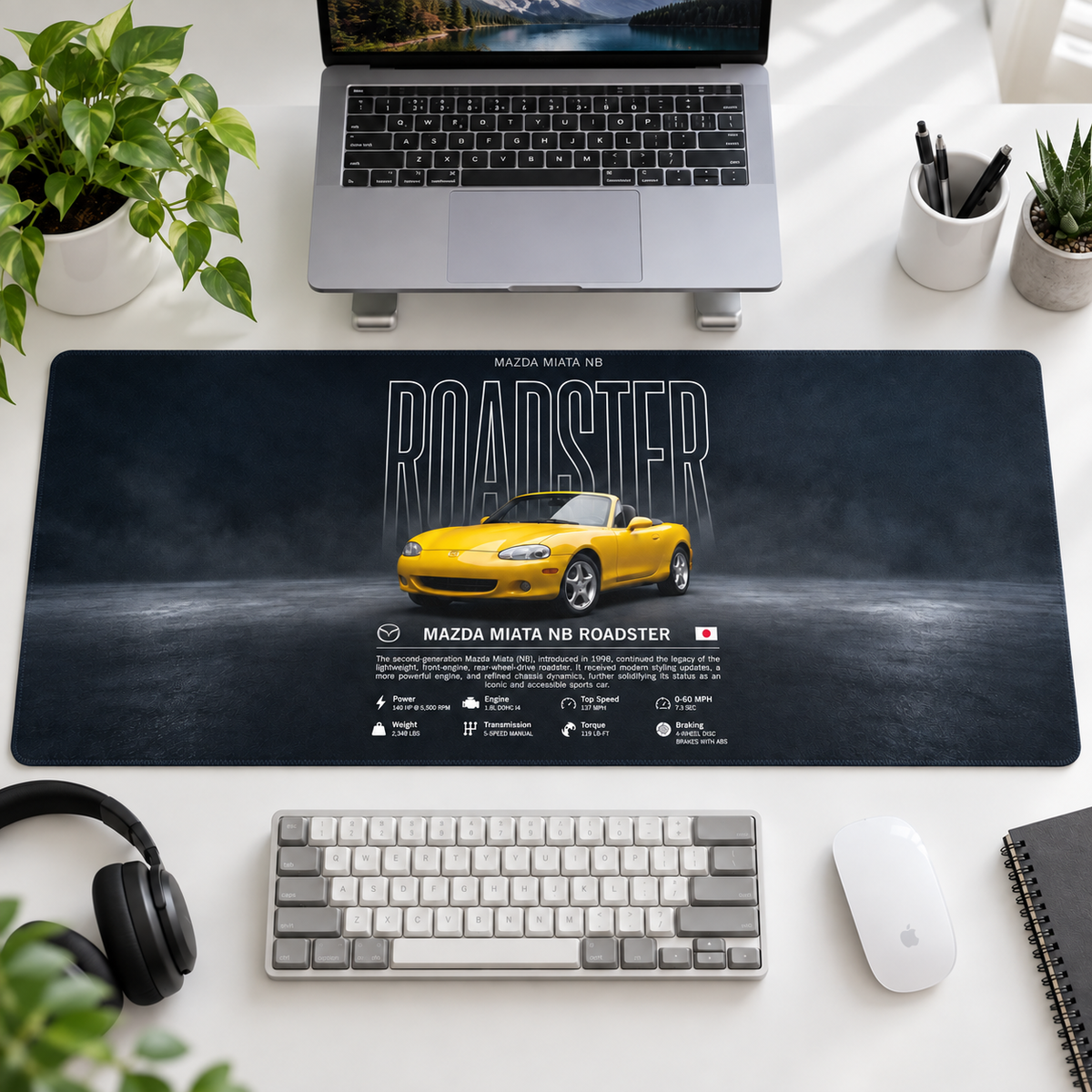 Mazda Miata NB Roadster Sarı Teknik Afiş Mouse Pad - Y1058