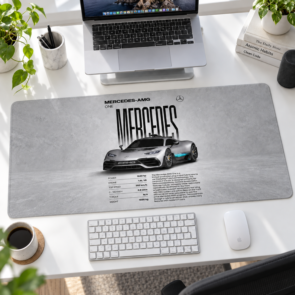 Mercedes-AMG ONE Beyaz Teknik Afiş Mouse Pad - Y1063