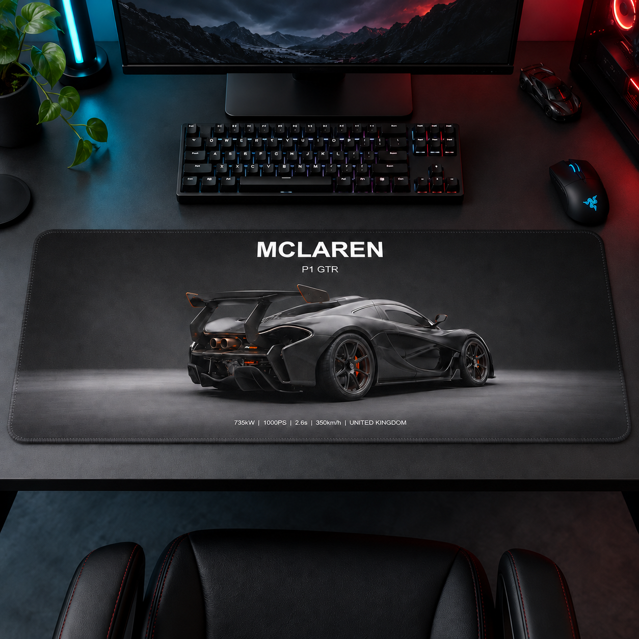 McLaren P1 GTR Siyah Arka Profil Mouse Pad - Y1066