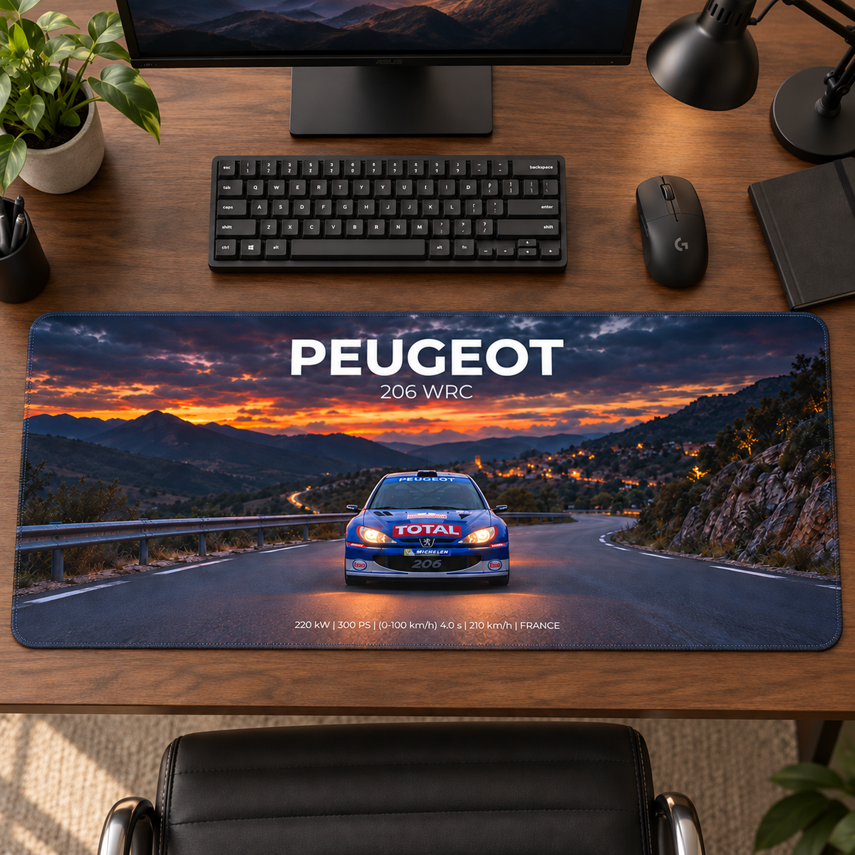 Peugeot 206 WRC Gün Batımı Rallisi Mouse Pad - Y1072