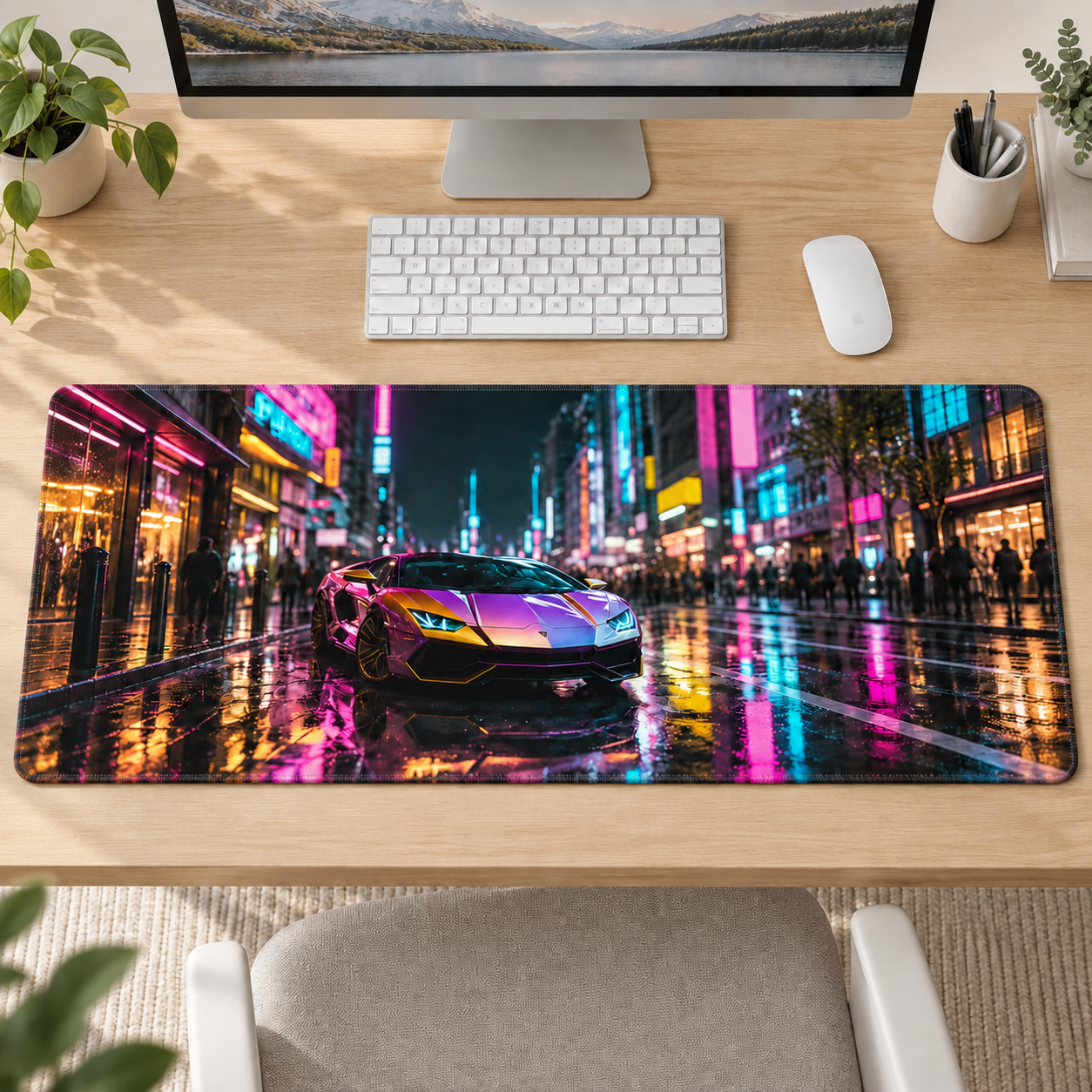 Neon Caddede Renkli Süper Otomobil Mouse Pad - Y1075