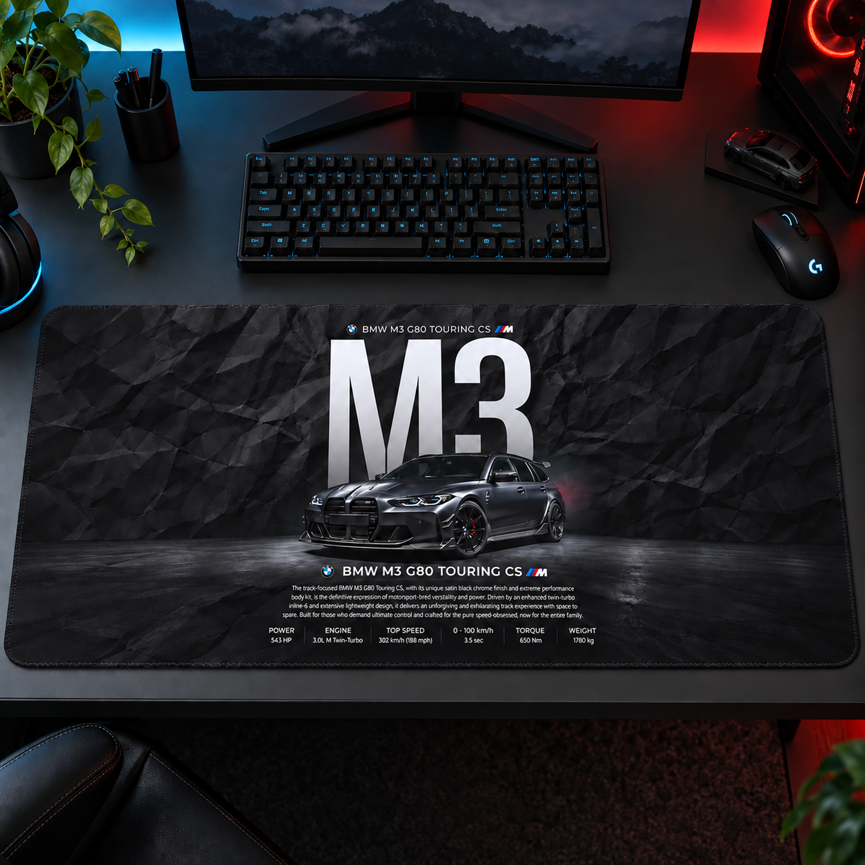 BMW M3 Touring Siyah Teknik Tasarım Mouse Pad - Y1076
