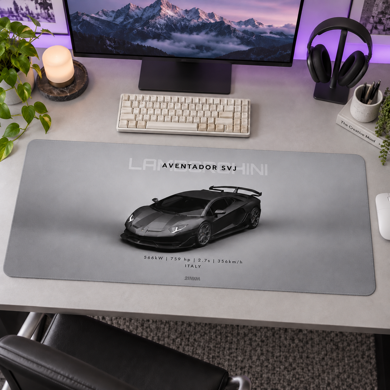 Lamborghini Aventador SVJ Gri Minimal Mouse Pad - Y1084