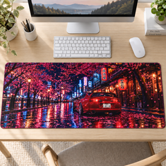 Kırmızı Spor Otomobil Sakura Gecesi Mouse Pad - Y1085