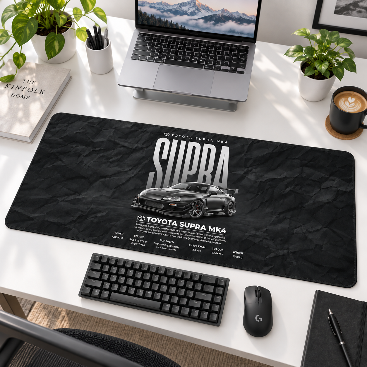 Toyota Supra MK4 Siyah Teknik Tasarım Mouse Pad - Y1093