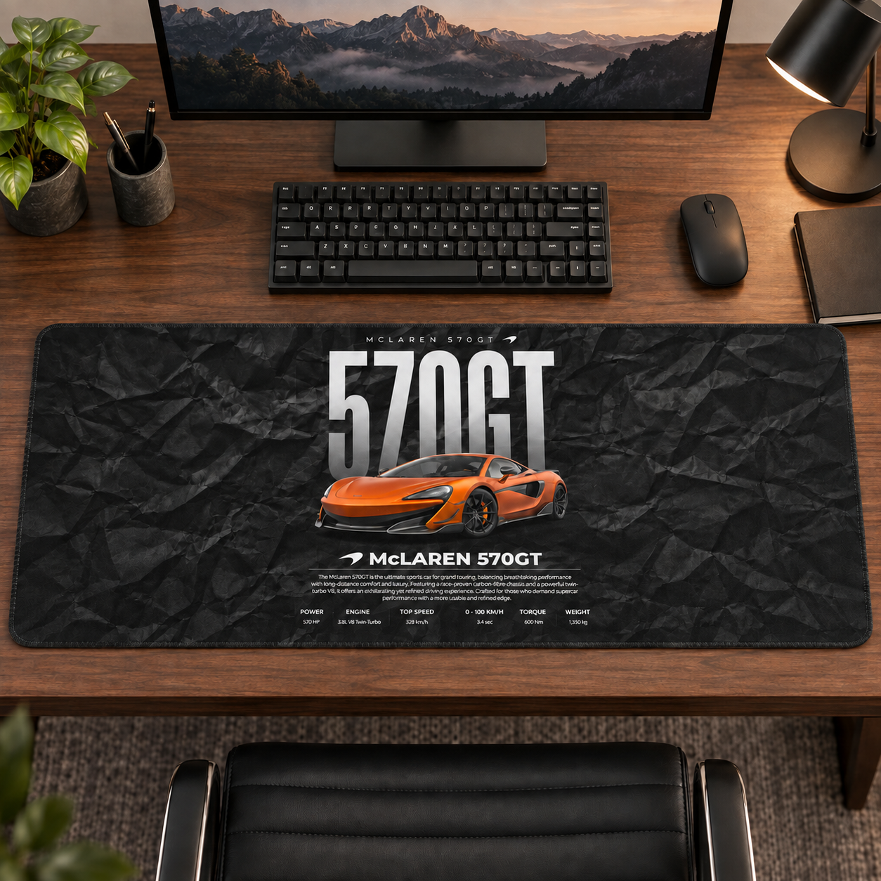 McLaren 570GT Turuncu Teknik Afiş Mouse Pad - Y1112