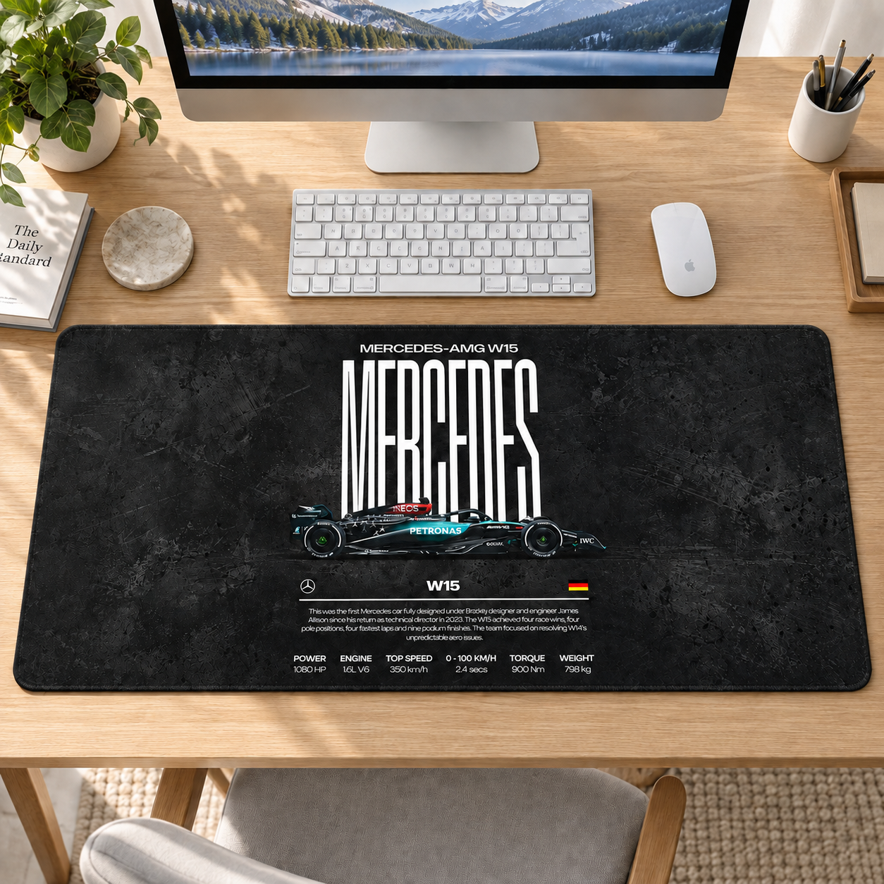 Mercedes Klasik Siyah Teknik Afiş Mouse Pad - Y1115