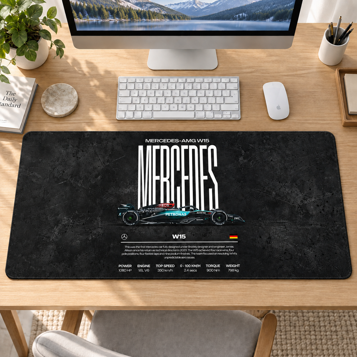 Mercedes Klasik Siyah Teknik Afiş Mouse Pad - Y1115