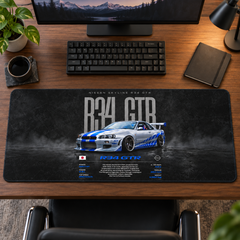Nissan Skyline R34 GT-R Mavi Teknik Afiş Mouse Pad - Y1117