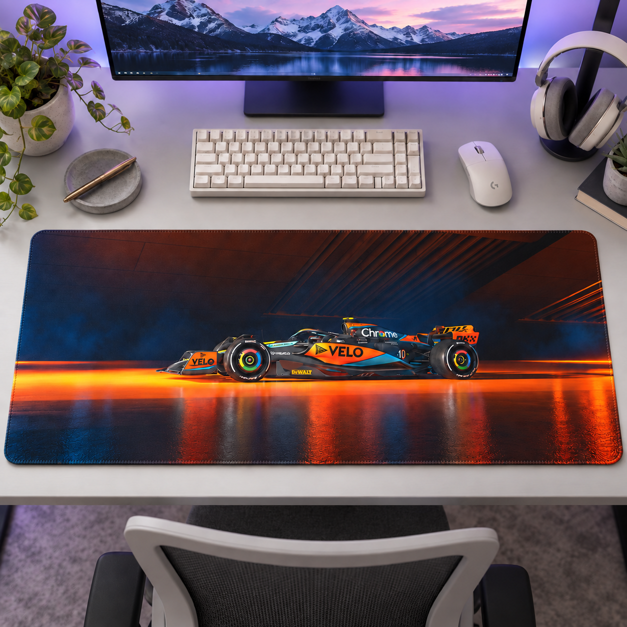 Turuncu Formula Işık İzleri Mouse Pad - Y1119