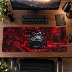 Kızıl Ormanda Siyah Spor Otomobil Mouse Pad - Y1122
