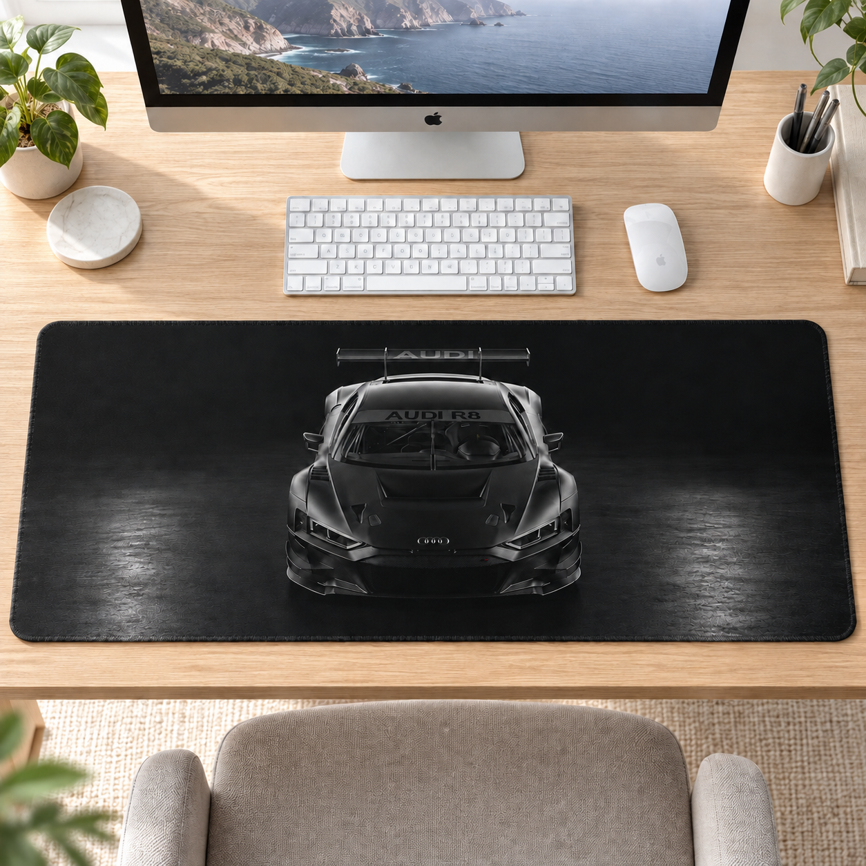 Siyah Yarış Otomobili Ön Siluet Mouse Pad - Y1125
