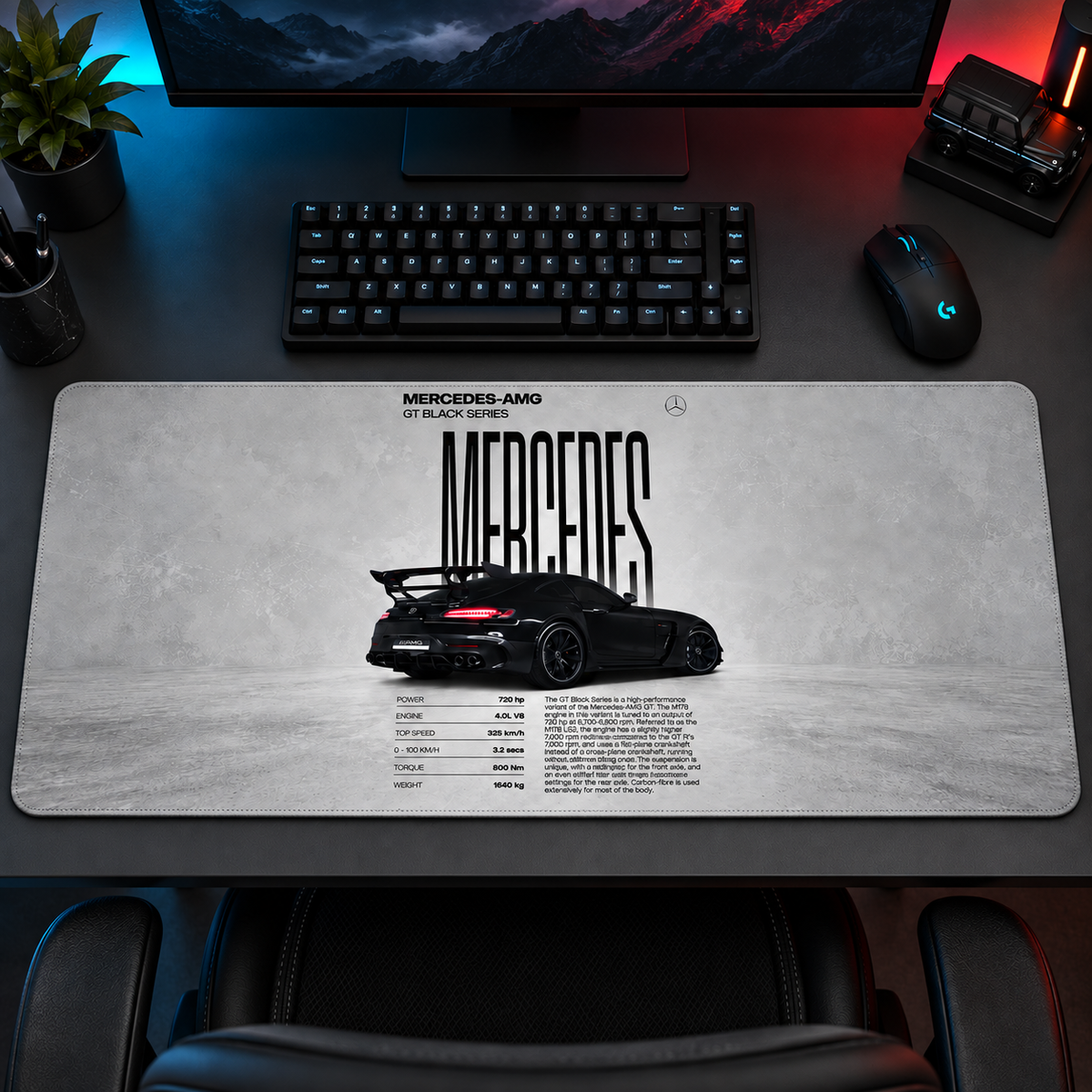 Mercedes Siyah Beyaz Teknik Afiş Mouse Pad - Y1126