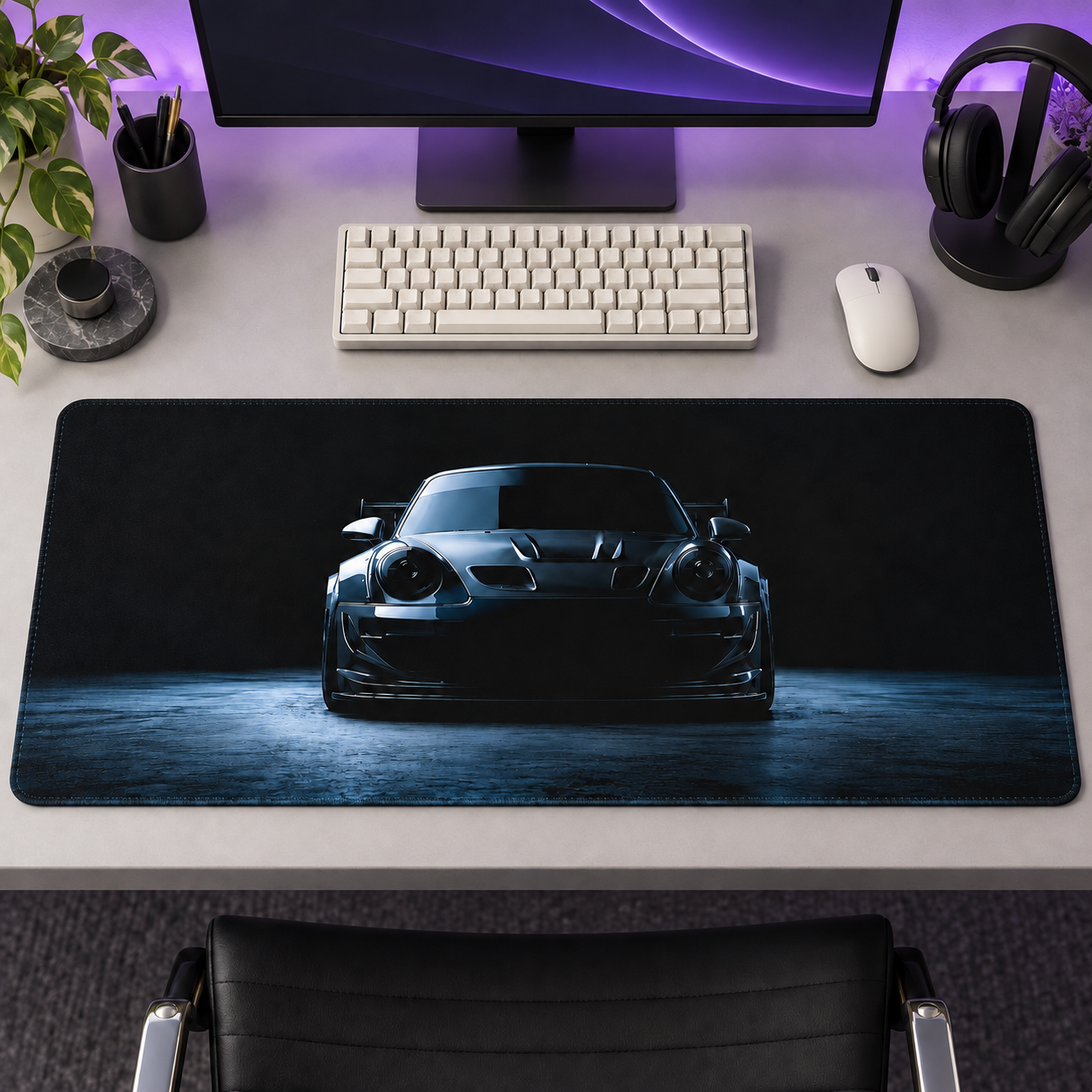 Mavi Spor Otomobil Karanlık Siluet Mouse Pad - Y1129