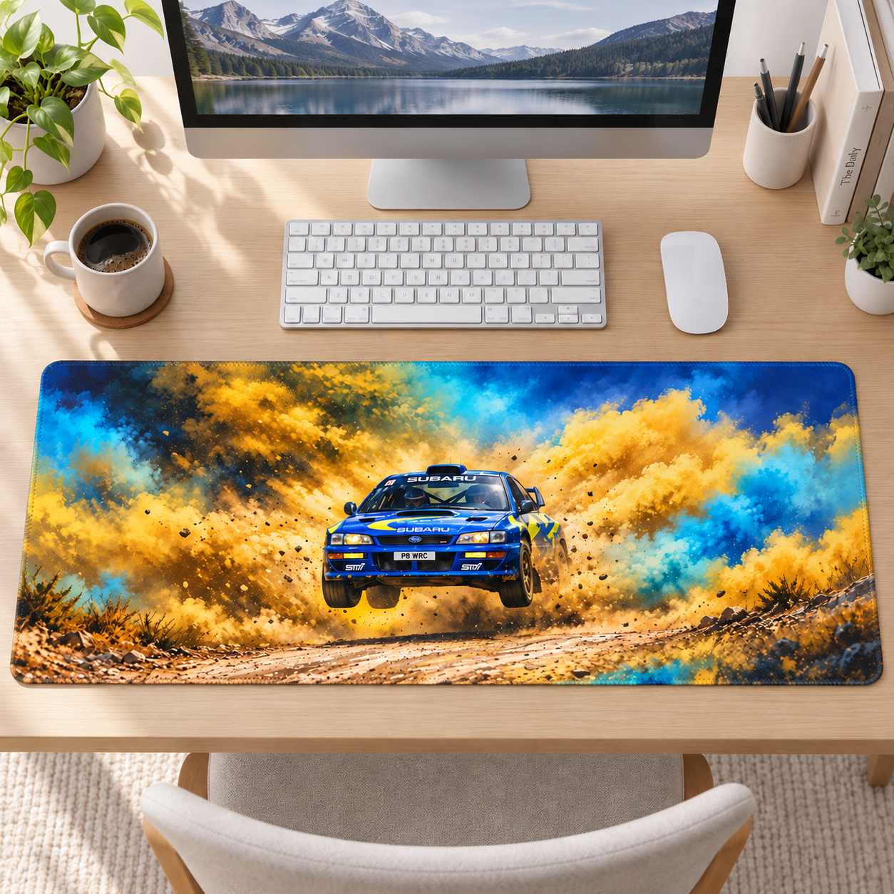Mavi Ralli Otomobili Altın Toz Mouse Pad - Y1145
