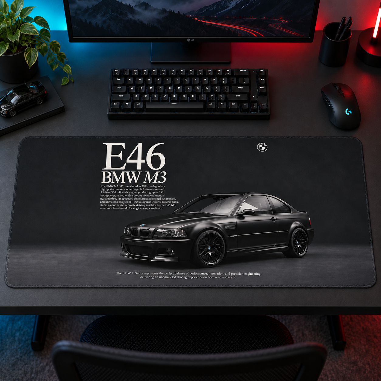 BMW M3 E46 Siyah Klasik Mouse Pad - Y1146