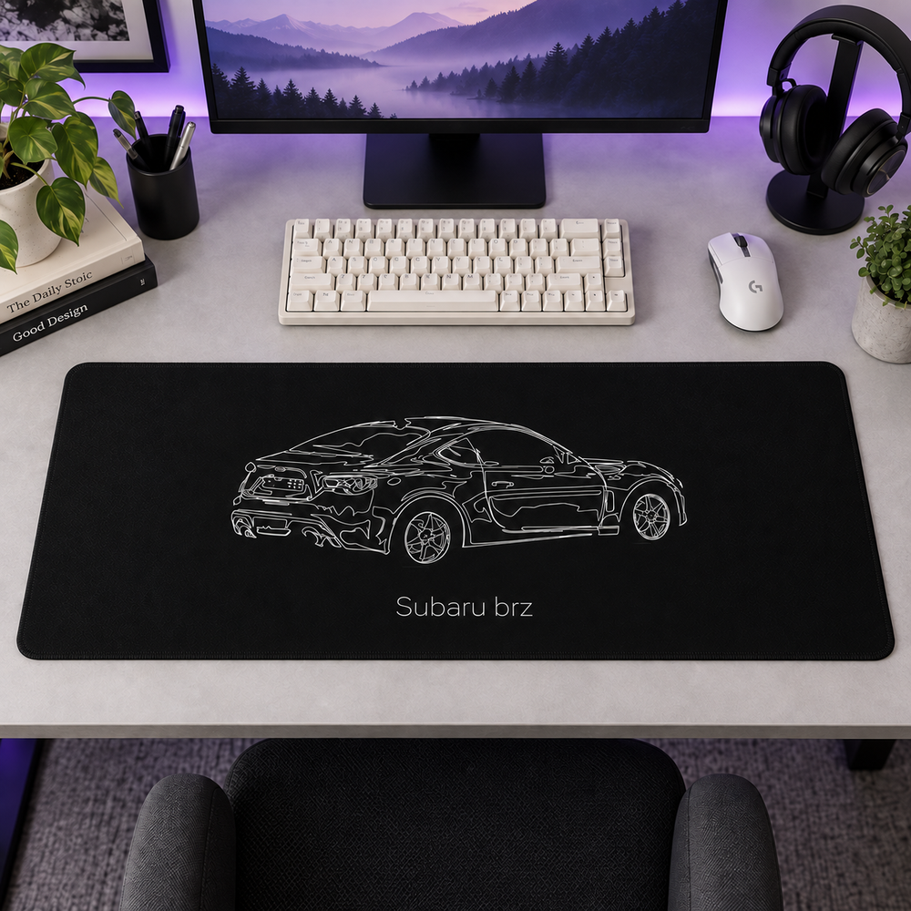 Subaru BRZ Beyaz Çizgi Sanatı Mouse Pad - Y1149