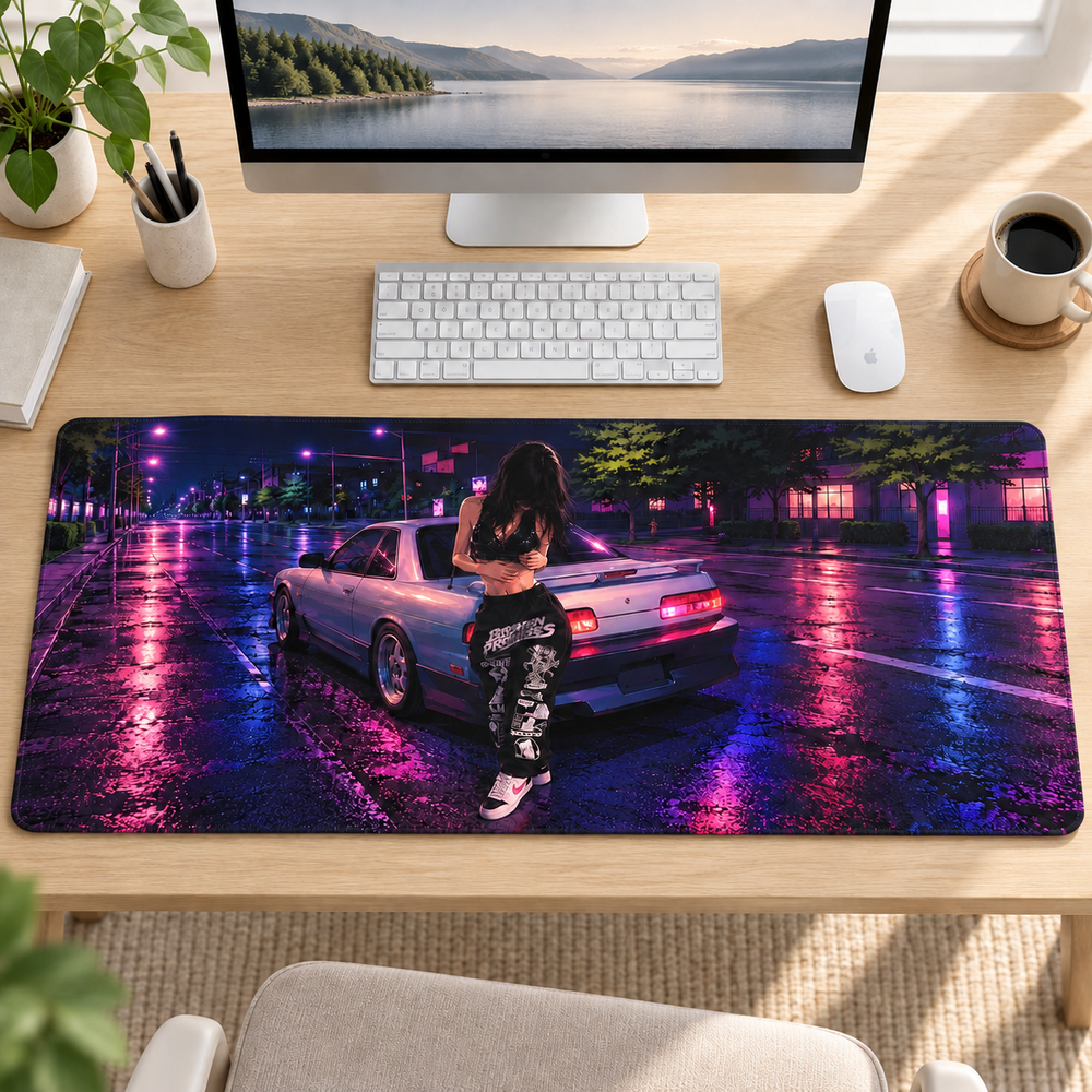 Neon Meydanda Retro Otomobil Mouse Pad - Y1155