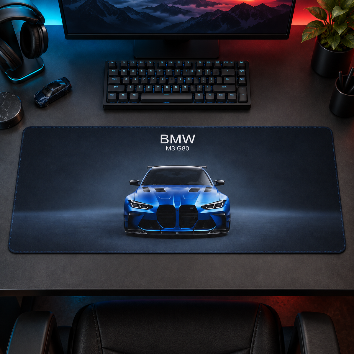 BMW M3 Mavi Ön Görünüm Mouse Pad - Y1156