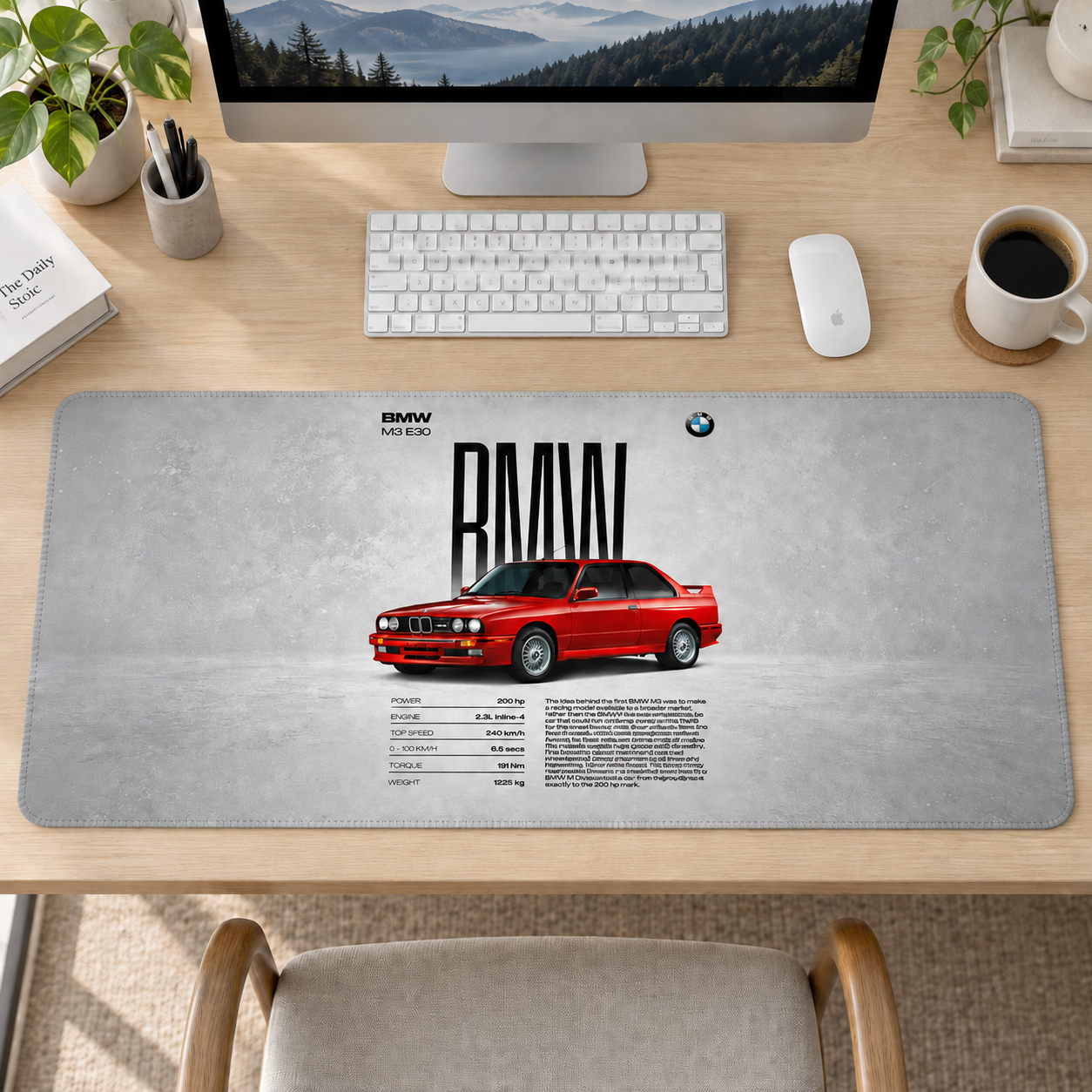 BMW Kırmızı Klasik Teknik Afiş Mouse Pad - Y1160