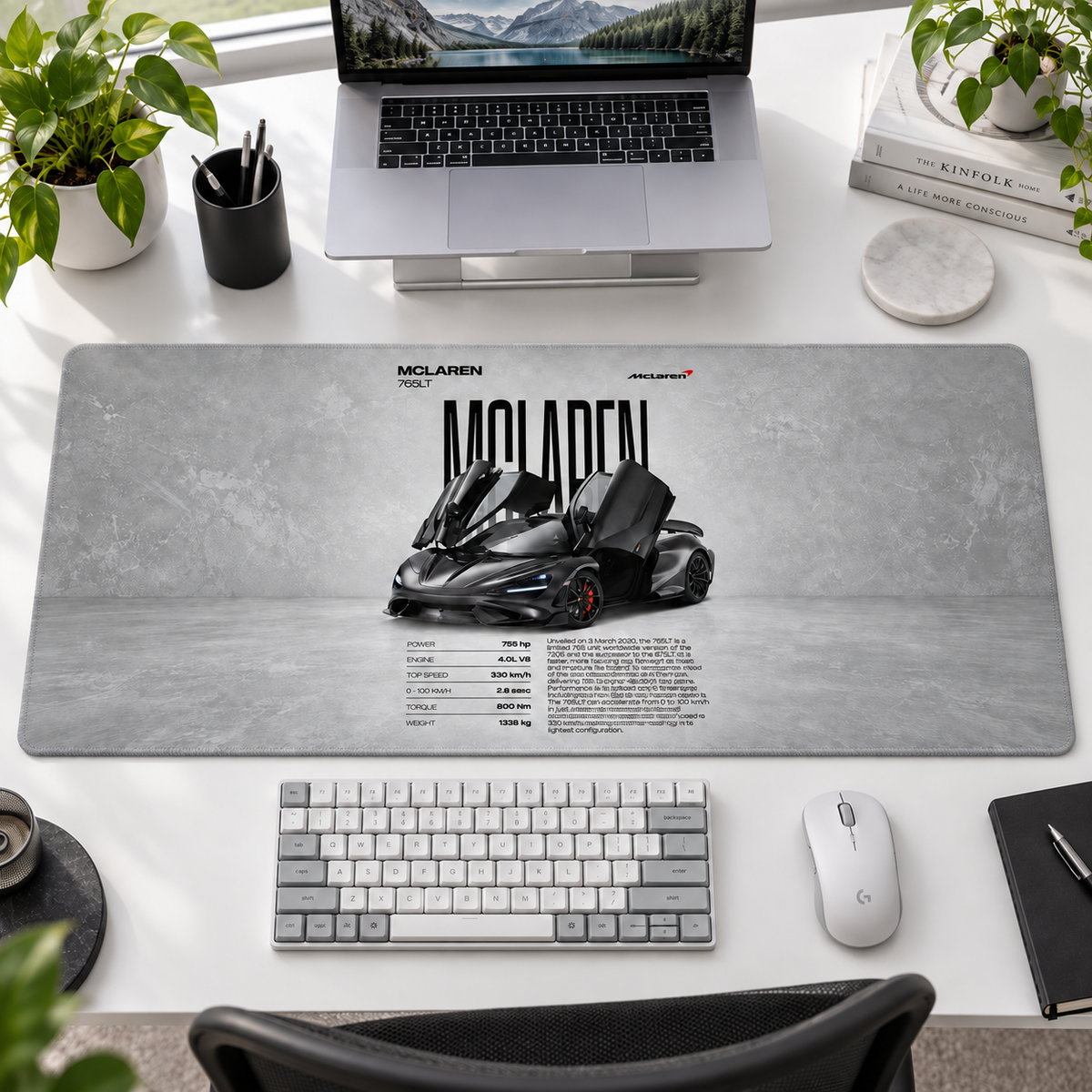 McLaren Siyah Beyaz Teknik Afiş Mouse Pad - Y1163