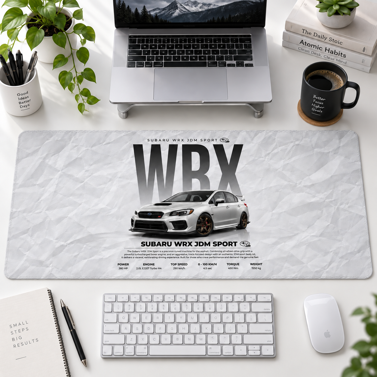 Subaru WRX Beyaz Teknik Afiş Mouse Pad - Y1168