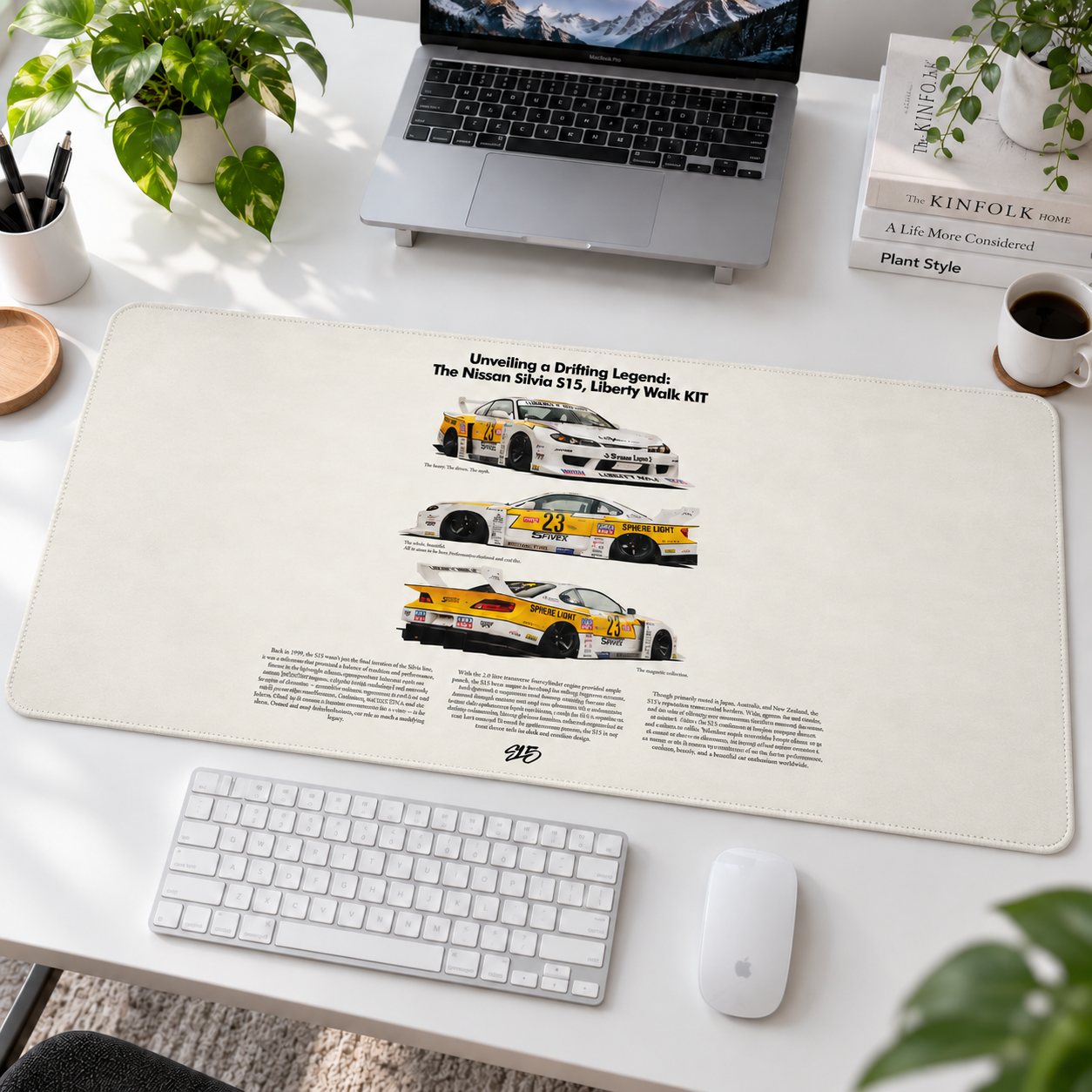 Sarı Yarış Otomobili Beyaz Teknik Afiş Mouse Pad - Y1183