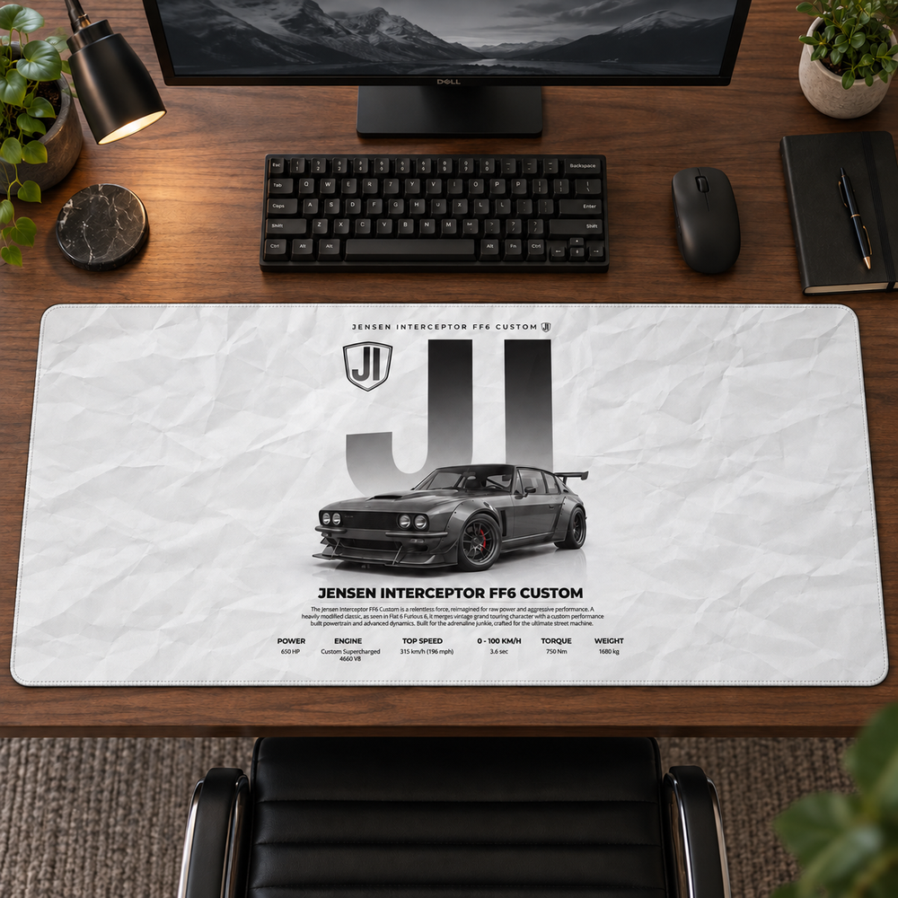 Jensen Interceptor Beyaz Teknik Afiş Mouse Pad - Y1187