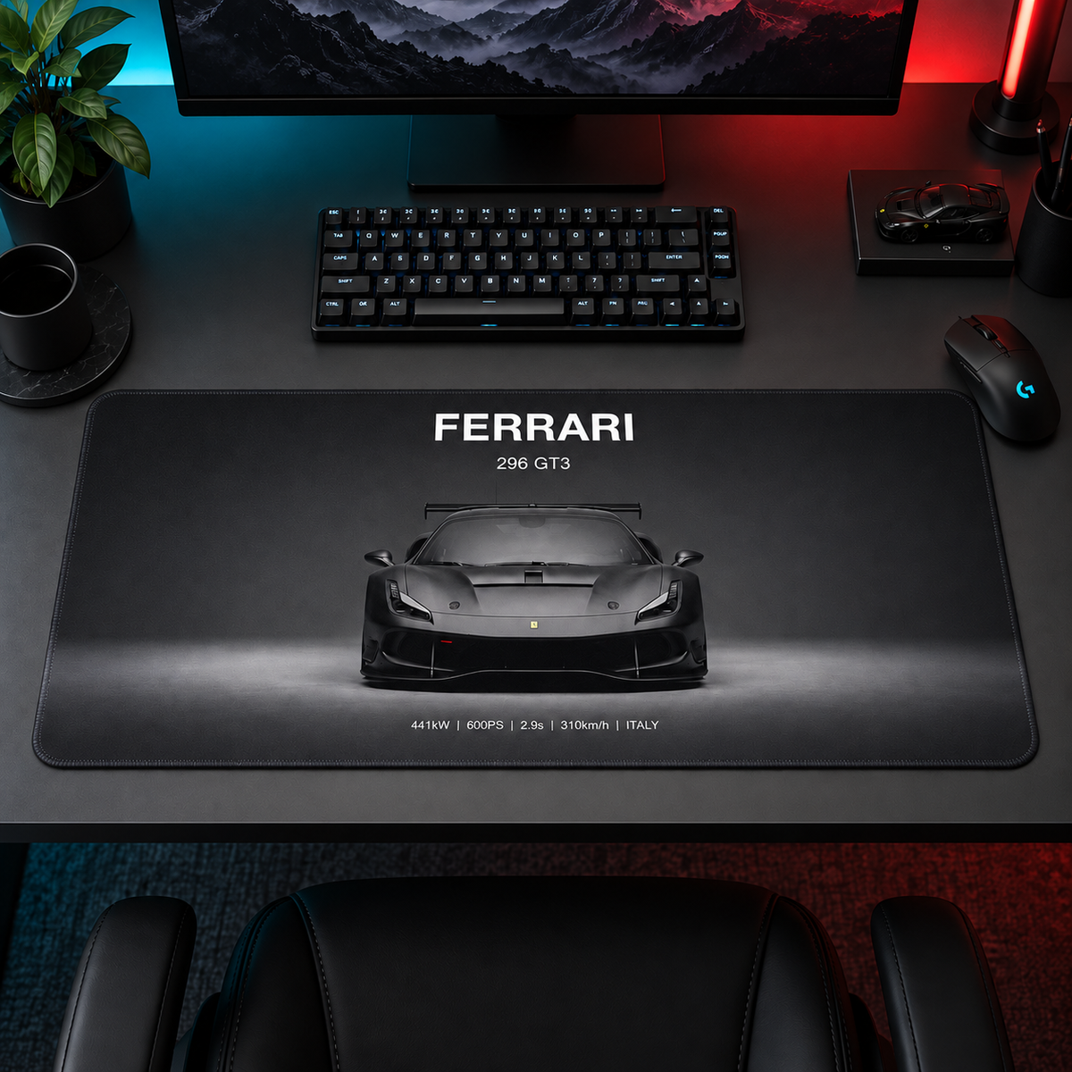 Ferrari Gri Ön Görünüm Mouse Pad - Y1201