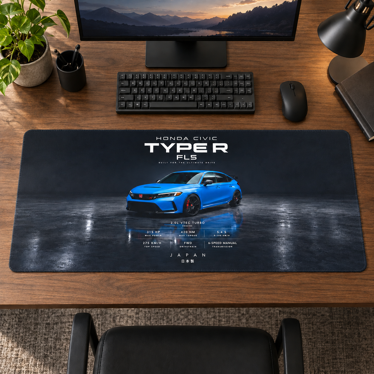 Honda Civic Type R Mavi Teknik Afiş Mouse Pad - Y1207