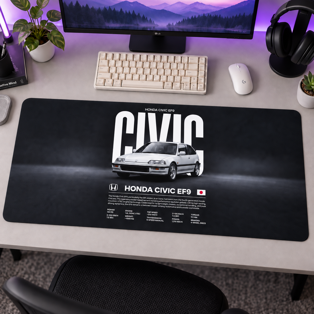 Honda Civic EF9 Siyah Teknik Afiş Mouse Pad - Y1209