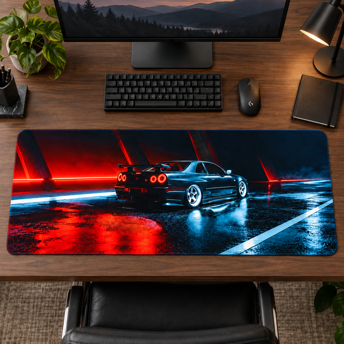 Mavi Spor Otomobil Kırmızı Işıklar Mouse Pad - Y1217