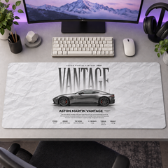 Aston Martin Vantage Beyaz Teknik Afiş Mouse Pad - Y1219