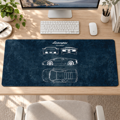 Lamborghini Mavi Teknik Çizim Mouse Pad - Y1225
