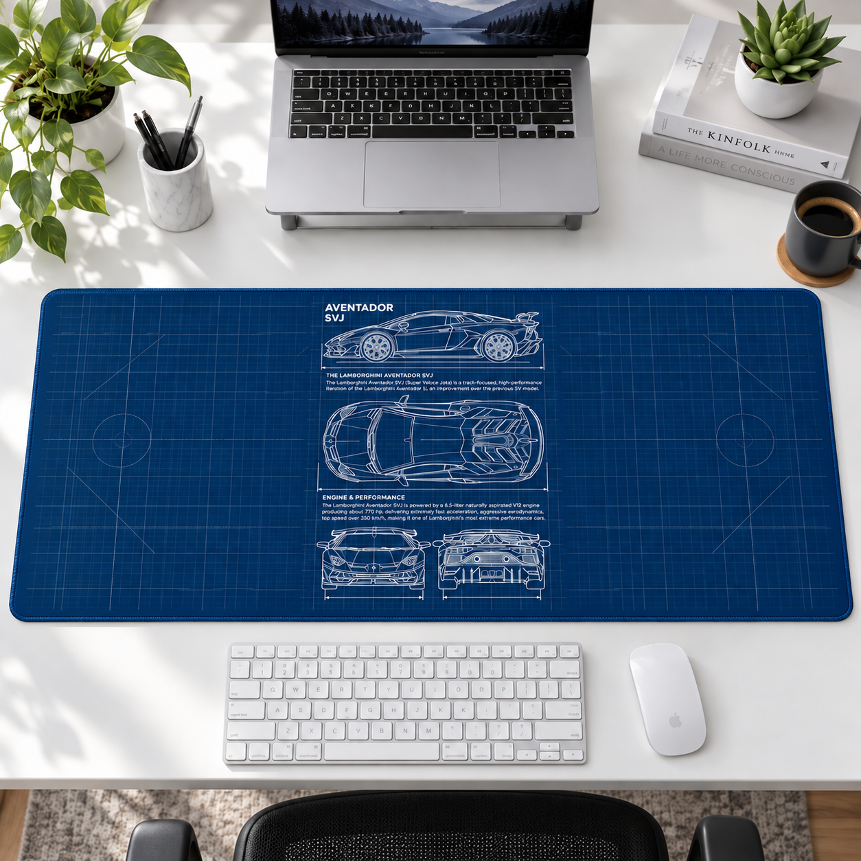 Süper Otomobil Mavi Teknik Plan Mouse Pad - Y1233