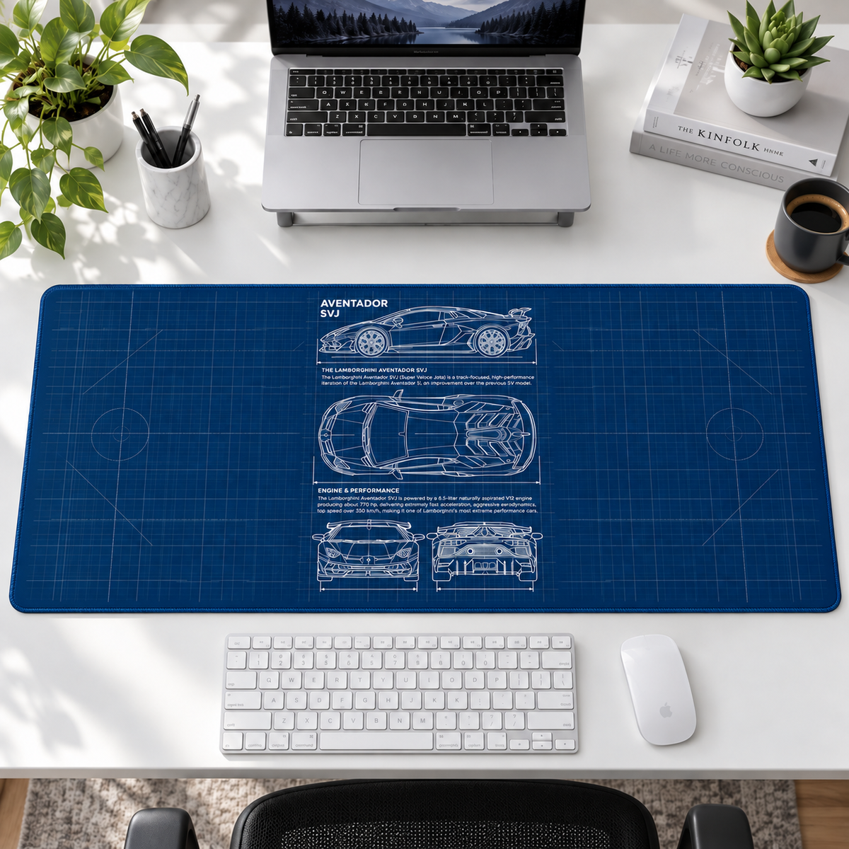 Süper Otomobil Mavi Teknik Plan Mouse Pad - Y1233