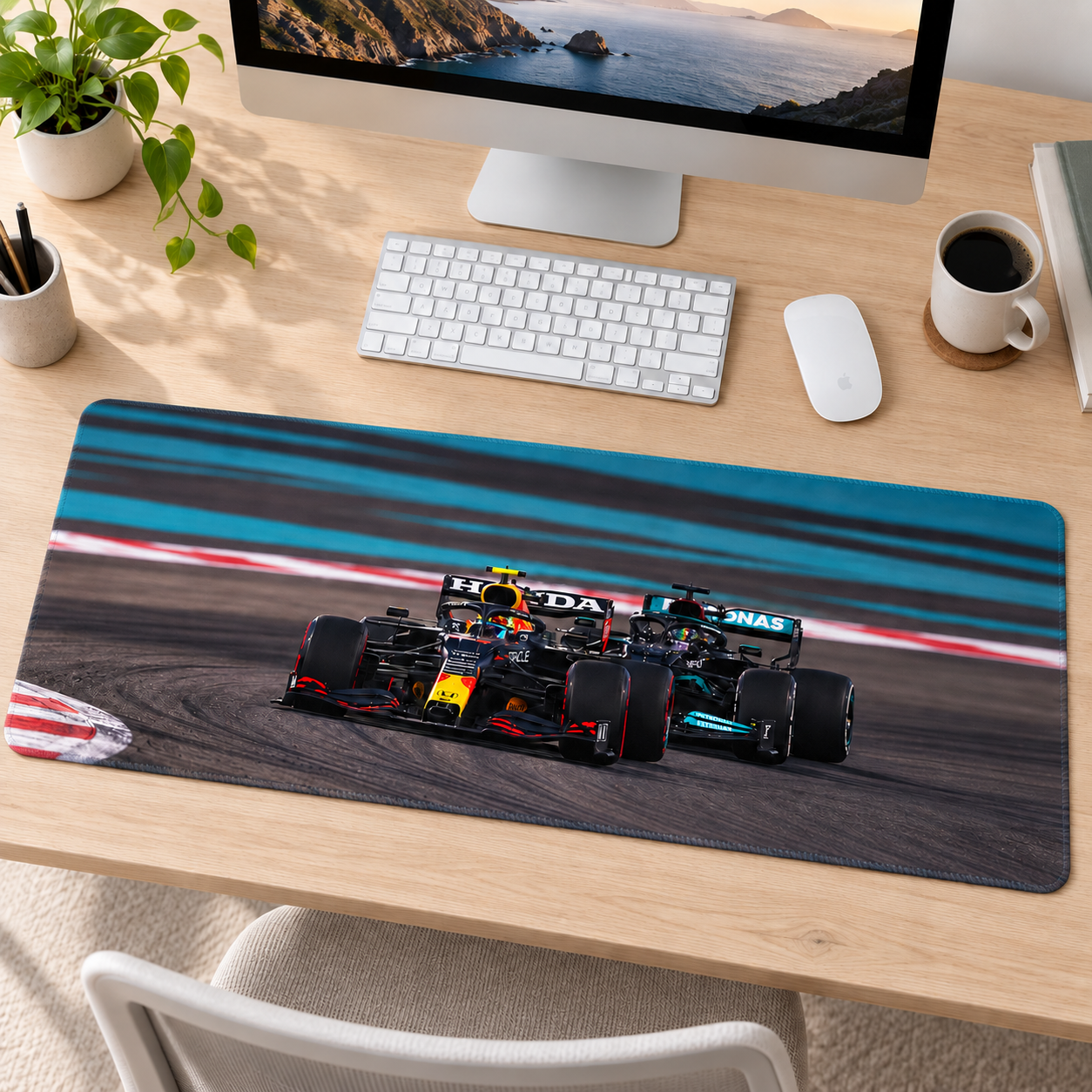 Formula Pistinde Yan Yana Mücadele Mouse Pad - Y1250
