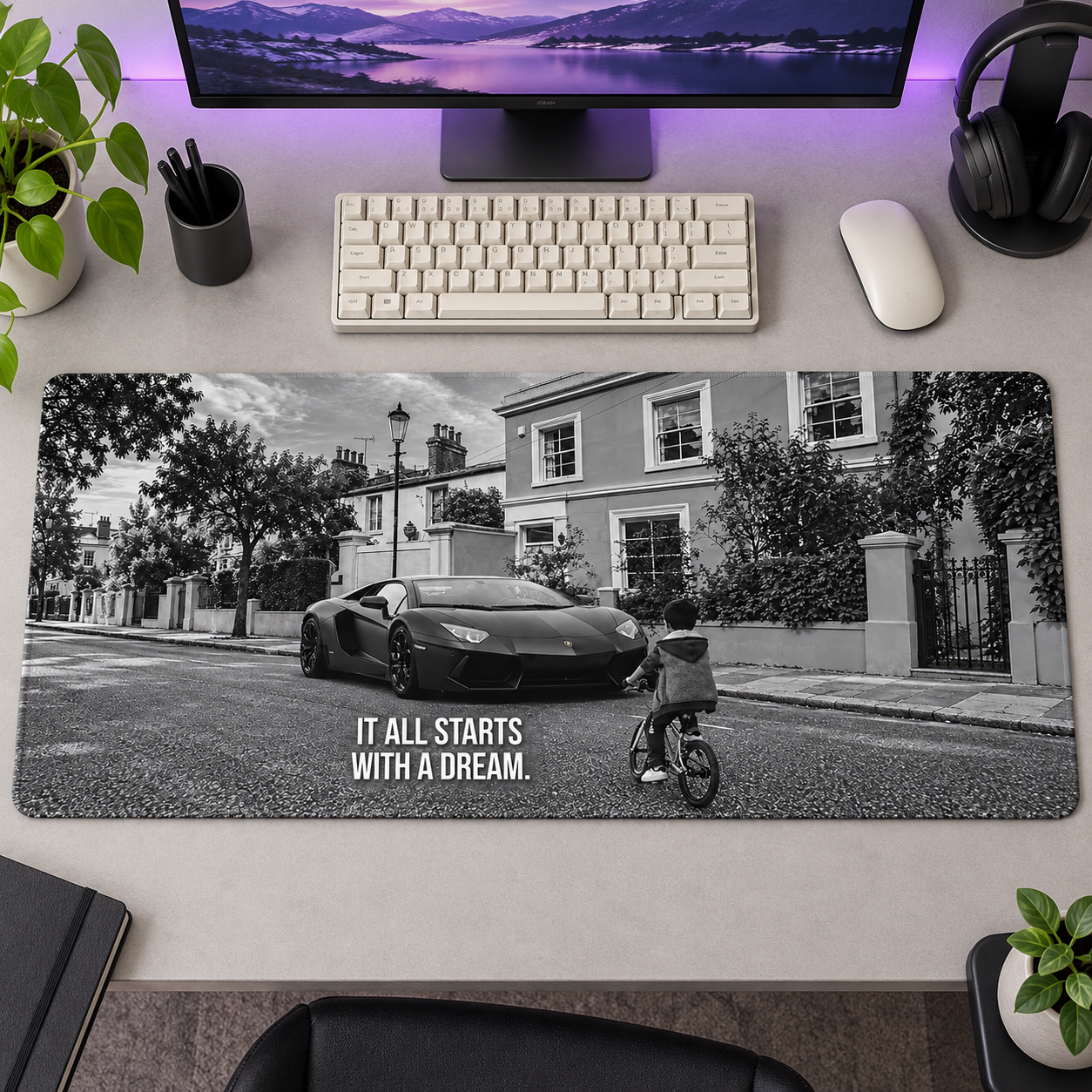 Siyah Beyaz Süper Otomobil Rüyası Mouse Pad - Y1284