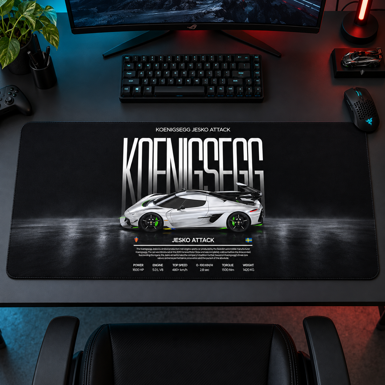 Koenigsegg Jesko Attack Teknik Afiş Mouse Pad - Y1291