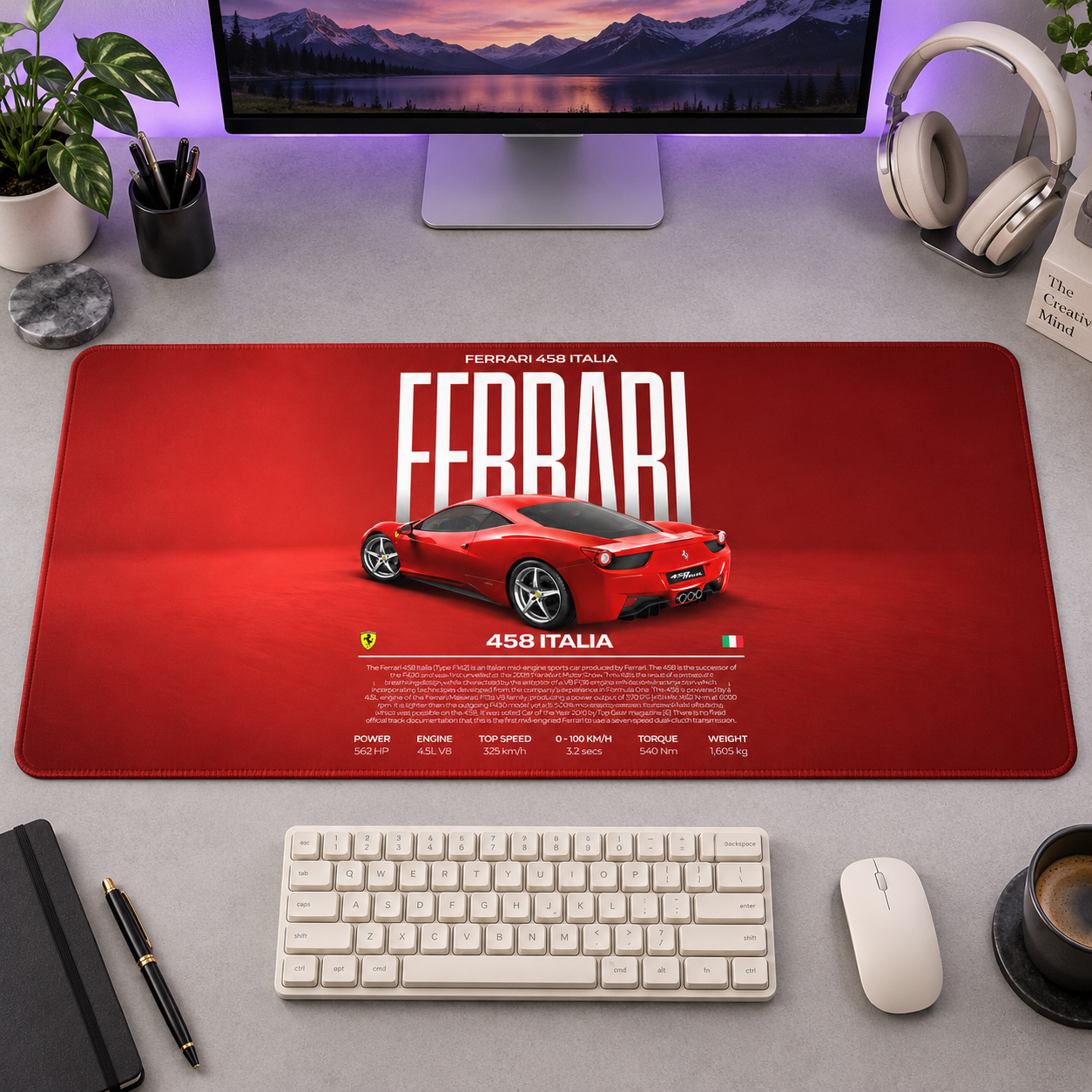 Ferrari Kırmızı Teknik Afiş Mouse Pad - Y1304