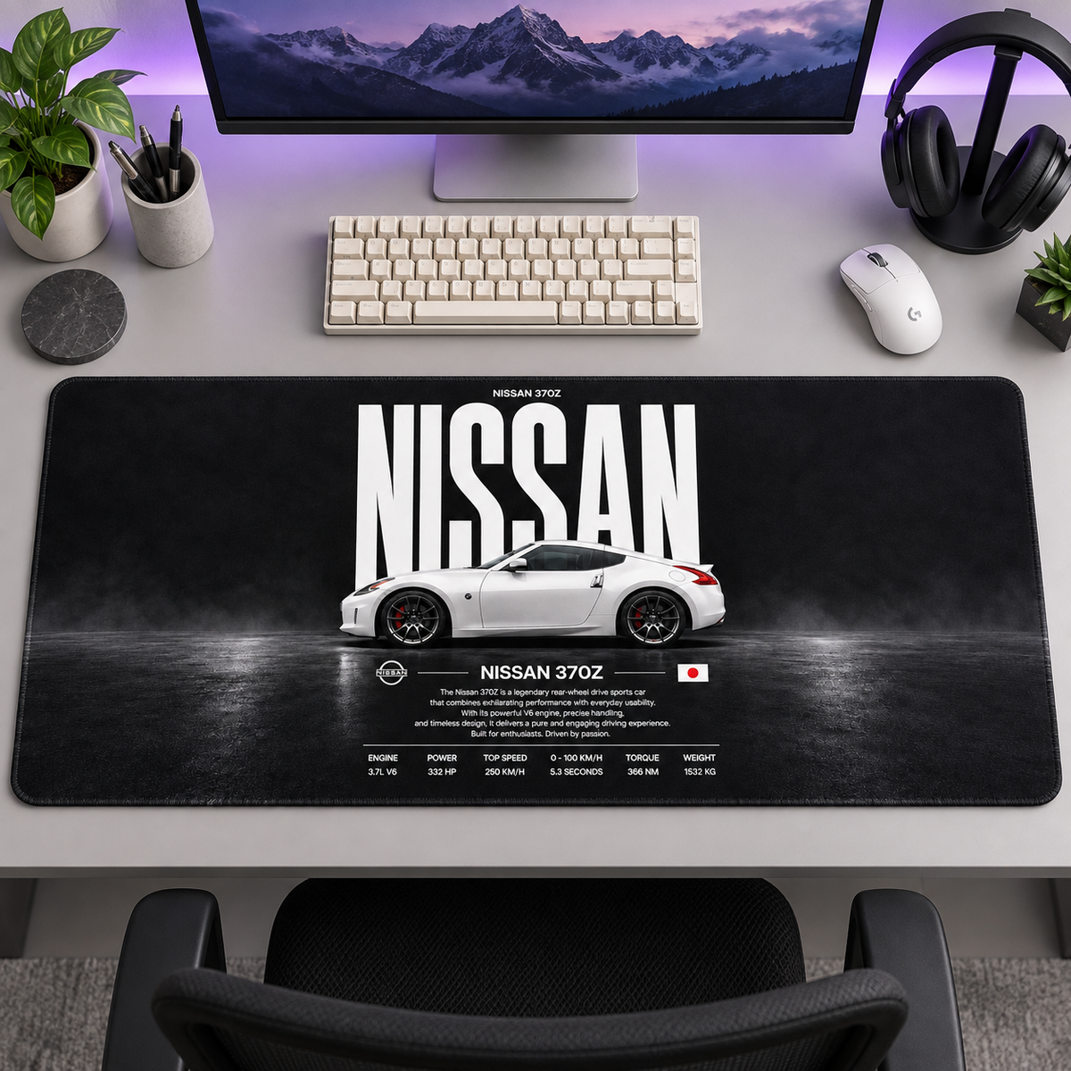 Nissan 370Z Siyah Teknik Afiş Mouse Pad - Y1309