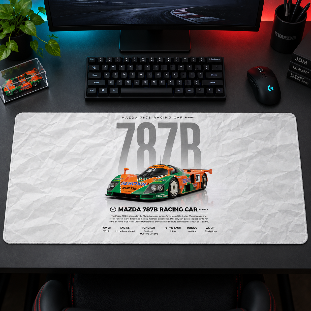 Mazda 787B Beyaz Teknik Afiş Mouse Pad - Y1311