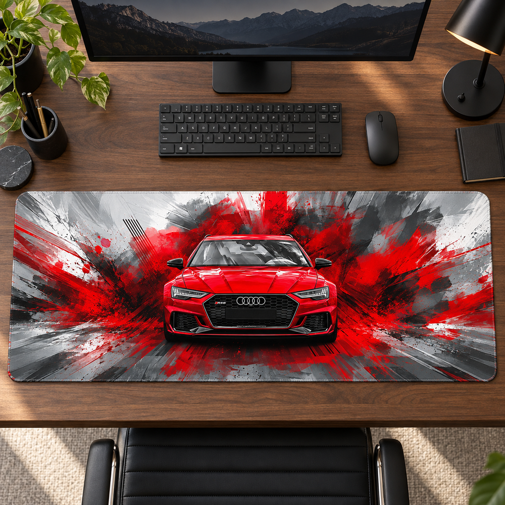 Audi Kırmızı Fırça Darbeleri Mouse Pad - Y1312